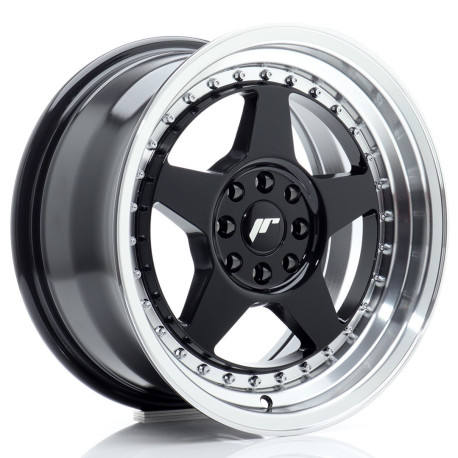 Hliníkové disky Japan Racing JR6 16x8 ET25 4x100/108 Gloss Black w/Machined Lip | race-shop.cz