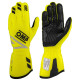 Závodní rukavice OMP ONE EVO FX s homologací FIA (vnější švy), fluo žlutá