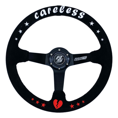 Volanty 3 ramenný sportovní volant RACES Careless, 350mm, semiš, 90mm odsazení, černá | race-shop.cz