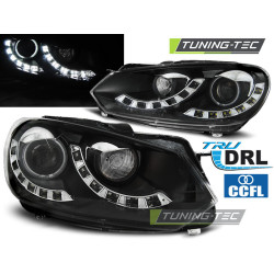 SVĚTLOMETY DUAL TRUE DRL černé pro VW GOLF 6 10.08-12