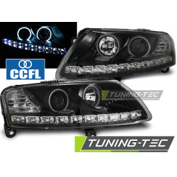 SVĚTLOMETY ANGEL EYES LED černé pro AUDI A6 C6 04.04-08