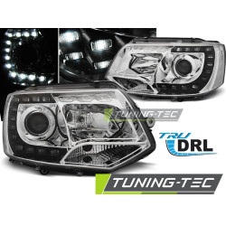 SVĚTLOMETY TRUE DRL CHRÓMOVÉ pro VW T5 2010-2015
