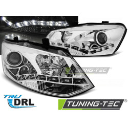SVĚTLOMETY TRUE DRL CHROME pro VW POLO 6R 09-03.14