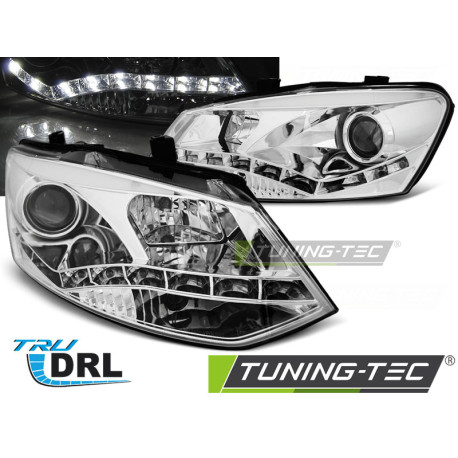 Osvětlení SVĚTLOMETY TRUE DRL CHROME pro VW POLO 6R 09-03.14 | race-shop.cz