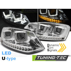 SVĚTLOMETY U-LED LIGHT CHROME SEQ pro VW POLO 6R 09-03.14