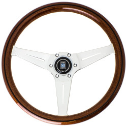3 ramenný sportovní volant Nardi Deep Corn, 350mm, dřevo, 75mm odsazení, hnědá/chromová