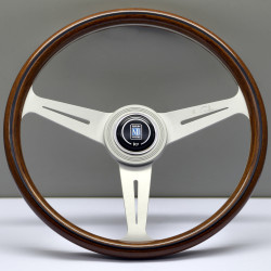 3 ramenný sportovní volant Nardi Classic ND36, 360mm, dřevo, velký náboj, 40mm odsazení, hnědá/stříbrná