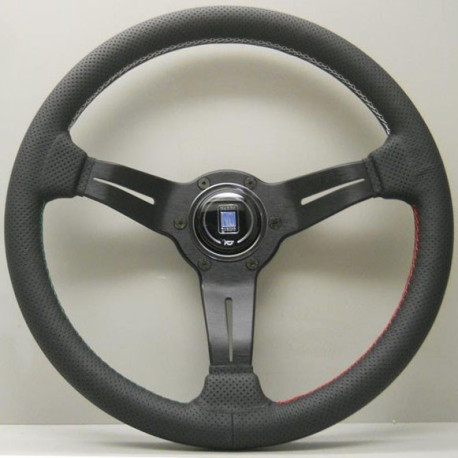 Volanty 3 ramenný sportovní volant Nardi Deep Corn, 350mm, kůže, třísektorové Italia prošití, 75mm odsazení, černá | race-shop.cz