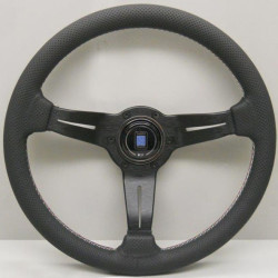 3 ramenný sportovní volant Nardi Deep Corn, 350mm, kůže, Italia prošití, 75mm odsazení, černá