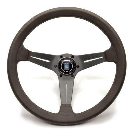 Volanty Nardi Deep Corn Volant, Hnědá kůže, Šedé hroty, hnědé prošívání, 75mm osazení 350mm | race-shop.cz