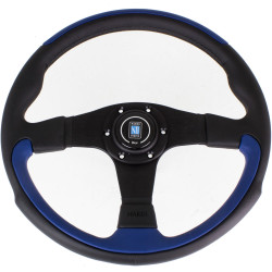 3 ramenný sportovní volant Nardi Leader, 350mm, kůže, bez odsazení, černá/modrá