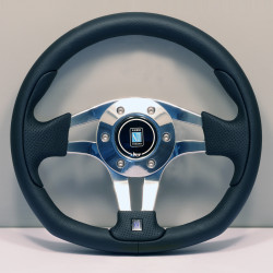 3 ramenný sportovní volant Nardi ND Pasquino 30, 300mm, kůže, bez odsazení, černá/šedá
