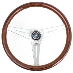 3 ramenný sportovní volant Nardi Classic ND39, 390mm, dřevo, 45mm odsazení, hnědá/stříbrná