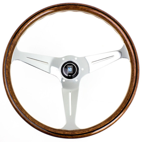 Volanty 3 ramenný sportovní volant Nardi Classic ND39, 390mm, dřevo, 40mm odsazení, hnědá/stříbrná | race-shop.cz