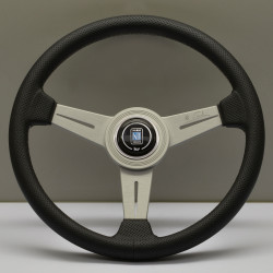 3 ramenný sportovní volant Nardi Classic ND34, 340mm, kůže, 40mm odsazení, černá/stříbrná