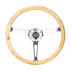 3 ramenný sportovní volant NRG Classic LIGHT, 380mm, dřevo, bez odsazení, hnědá/chromová