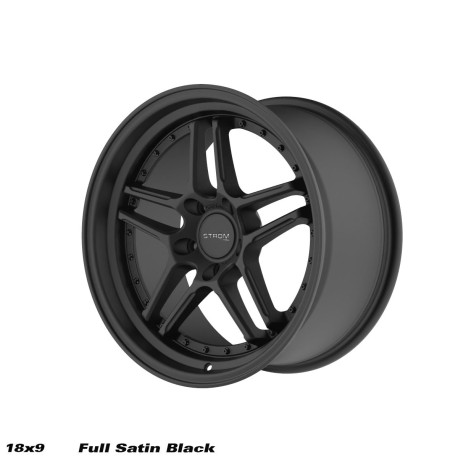 ALU disky STROM STROM DS-05 disk 18x9 5x120 72.6 ET30, Full Satin Black w/ Black Rivets | race-shop.cz