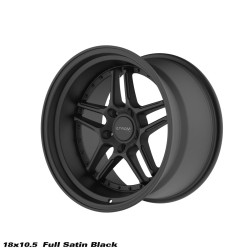 STROM DS-05 disk 18x10.5 5x120 72.6 ET10, Full Satin Black w/ Black Rivets