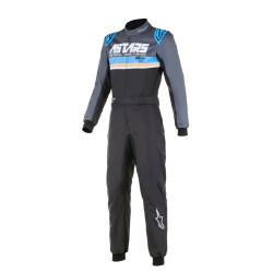 CIK-FIA kartingová kombinéza ALPINESTARS KMX-9 V3 Graphic 4, černá/azurová/žlutá/fluo