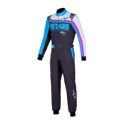 CIK-FIA kartingová kombinéza ALPINESTARS KMX-9 V3 Graphic 2, černá/modrá/fuchsiová