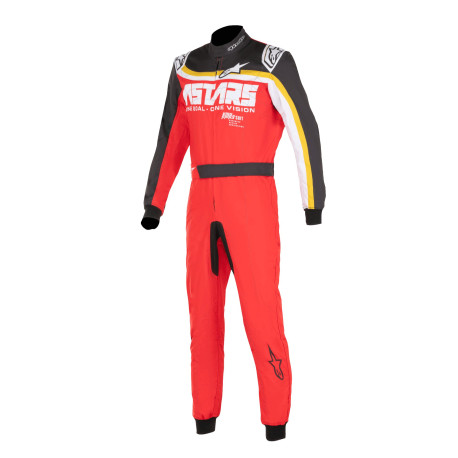Kombinézy CIK-FIA kartingová kombinéza ALPINESTARS KMX-9 V3 Graphic 2, červená/černá/měděná/hnědá | race-shop.cz