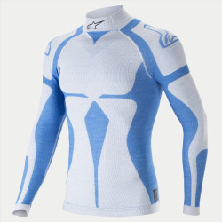 FIA nehořlavý nátělník s dlouhým rukávem ALPINESTARS ZX EVO V2, bílá/modrá