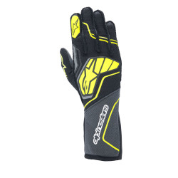Závodní rukavice Alpinestars Tech-1 ZX V4 s FIA, Dehtově šedá/černá/žlutá fluo