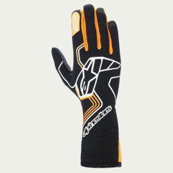 Závodní rukavice Alpinestars Tech-1 Race V4 s FIA, Černá/oranžová fluo