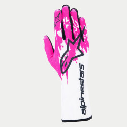 Závodní rukavice Alpinestars Tech-1 K V3 s FIA, Bílá/Fuchsiová/černá