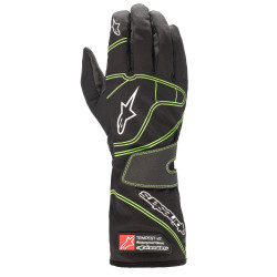 Kartingové rukavice Alpinestars Tempest V2 Waterproof (vnější šití), černá/fluo zelená