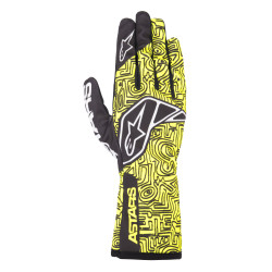 Kartingové rukavice Alpinestars Tech-1 K Race V2 Vertical (vnitřní šití), fluo žlutá