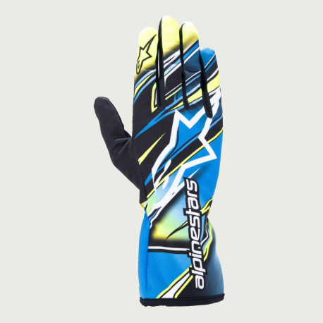 Rukavice Kartingové rukavice Alpinestars Tech-1 K Race V2 Competition (vnitřní šití), fluo žlutá/modrá/bílá | race-shop.cz