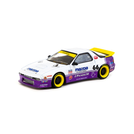 Modely aut Tarmac Works 1/64 - Pandem Mazda RX-7 FC3S | Bílá / fialová | race-shop.cz