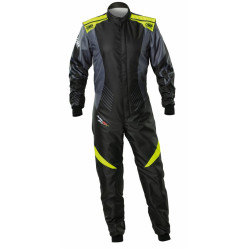 FIA dětská kartingová kombinéza OMP KS-2X ART, černá/fluo/žlutá