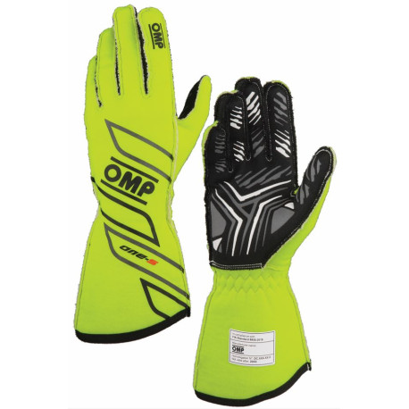 Rukavice Závodní rukavice OMP ONE-S my2025 s FIA homologizací (vnější šití), fluo žlutá | race-shop.cz