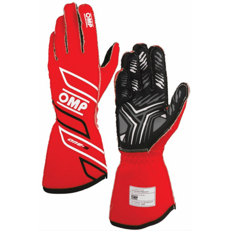 Rukavice FIA závodní rukavice OMP ONE-S my2025 (vnější šití), červená | race-shop.cz