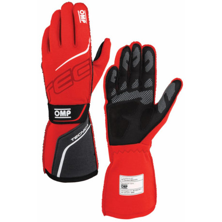 Rukavice FIA závodní rukavice OMP TECNICA (vnější šití), červená/černá | race-shop.cz