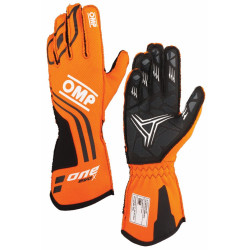 FIA závodní rukavice OMP ONE EVO X (vnější šití), černá/oranžová