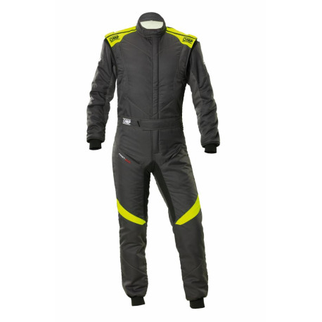 Kombinézy FIA závodní kombinéza OMP FIRST EVO my2025, antracitová/fluo/žlutá | race-shop.cz