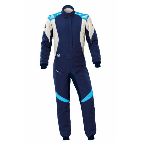 Kombinézy FIA kombinéza OMP FIRST EVO my2025 tmavě modrá/azúrová | race-shop.cz