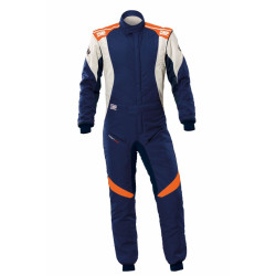 FIA kombinéza OMP FIRST EVO my2025 tmavě modrá/fluo oranžová