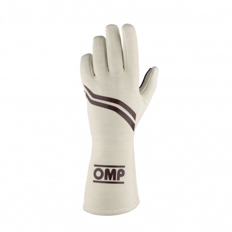 Rukavice FIA závodní rukavice OMP DIJON (vnitřní šití), krémová/hnědá | race-shop.cz