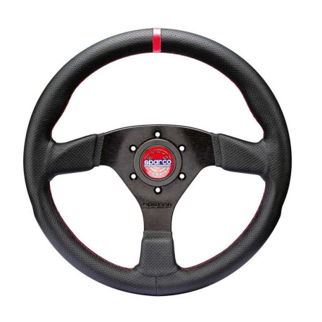 Volanty 3 ramenný sportovní volant Sparco R383 CHAMPION, 330mm, kůže, 39mm odsazení, černá/červená | race-shop.cz