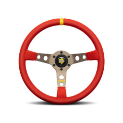 3 ramenný sportovní volant MOMO MOD.07, 350mm, kůže, 72mm odsazení, červená/šedá/žlutá