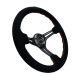 Volanty 3 ramenný sportovní volant NRG, 350mm, semiš, ramena se zářezy, 75mm odsazení, černá | race-shop.cz