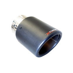 XFORCE 3″ Inlet, 4″ Round Angle-Cut Double Wall Carbon Fibre Tip