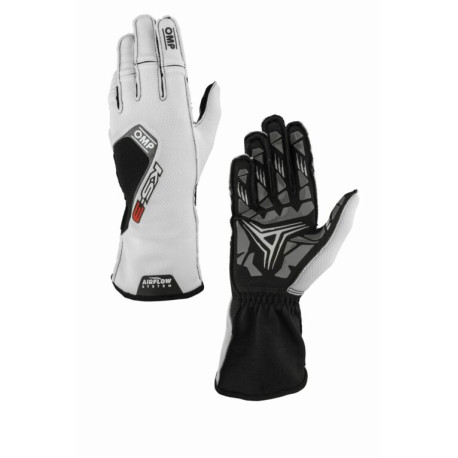 Rukavice Závodní rukavice OMP KS-3 my2026 (vnější švy), bílá/černá | race-shop.cz