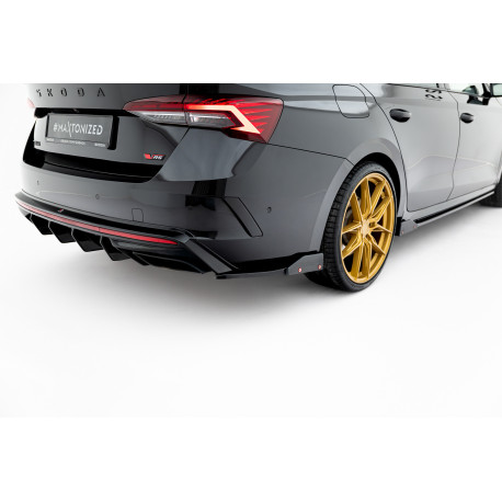 Body kit a vizuální doplňky MAXTON DESIGN zadní boční splittery + klapky pro Skoda Octavia RS Combi / Liftback Mk4, lesklá černá, V4 | race-shop.cz