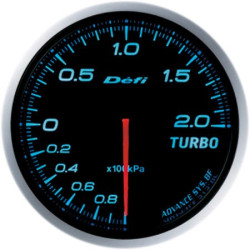 DEFI ADVANCE gauge, boost pressure 0 - 2 BAR, blue