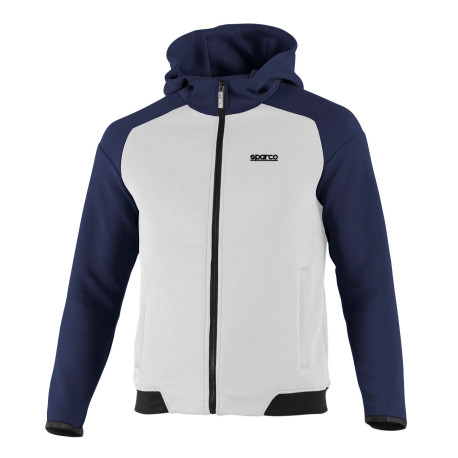Mikiny a bundy Sparco mikina s kapucí a celoplošným zipem, bílá/modrá námořnická | race-shop.cz